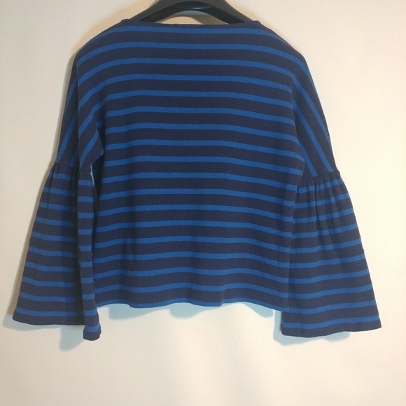 J.Crew Blue Striped Bell Sleeve Cropped Sweater - Picture 8 of 8
